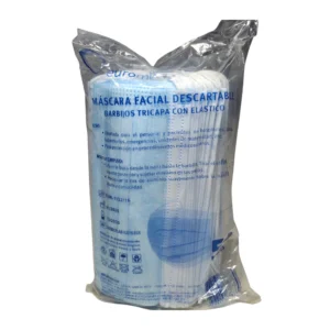 Barbijo Descartable Euromix Tricapa Celeste 50u